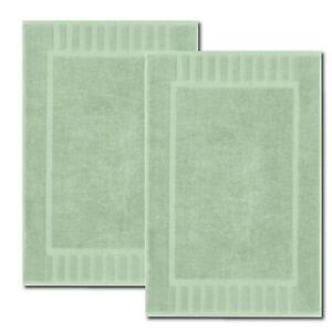 White Classic Luxury Bath Mat Floor Towel Set - 100% Cotton 22x34, 2 Pack, Green