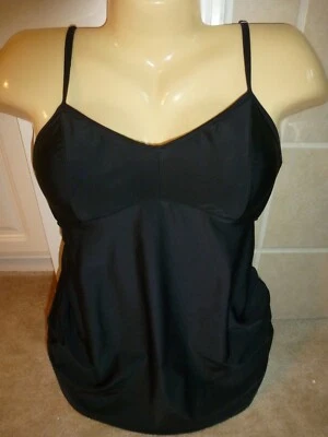 OLD NAVY SMALL 4 6 SWIMSUIT MATERNITY FOLDOVER BOTTOMS BLACK TANKINI BANDEAU NEW - Image 1 of 4
