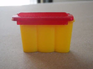 VINTAGE PLASTIC TRANSOGRAM CANDY PILLS CONTAINER YELLOW RED EMPTY KIDS TOYS USA - Picture 1 of 9