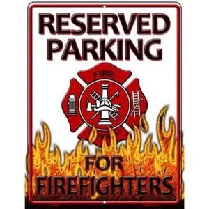 Letrero de estacionamiento reservado para bomberos 12"x 18" para casa pared puerta garaje - Imagen 1 de 1