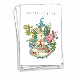 Pack of 3 Easter Cards w/ 5x7" Env. (1 Design) - Victorian Blooms & Bunnies - Picture 1 of 6