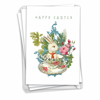 Pack de 3 Tarjetas de Pascua con 5x7" Env. (1 diseño) - Flores y conejitos victorianos Foto 1 de 4