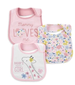 Carter's Baby Girls' 3 pack Bibs - Daddy's Little Girl & Mommy Loves Me - Picture 1 of 5