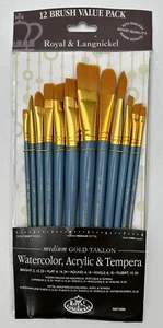 Juego de 12 pinceles de pintura para artistas - Royal & Langnickel - mediano plano - Imagen 1 de 9