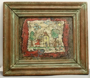Stephen Colgate Howard Oil on Board Painting, Childs Drawing 1958, SIGNED - Picture 1 of 8