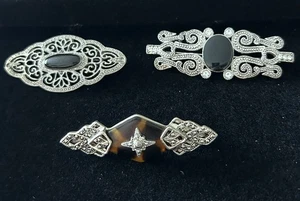 Lot 3 Vintage silberfarbene Broschen im viktorianischen & Art Deco Stil Anstecknadel - Bild 1 von 8