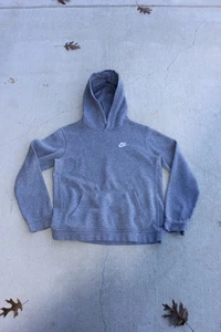 Nike Gray Youth Boys Hoodie Fleece Pullover Size XL Embroidered White Logo - Picture 1 of 4