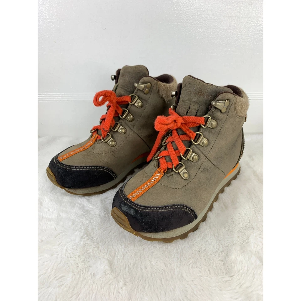 LL Bean Kid’s Tek 2.5 Primaloft Brown Leather Hiking Boots Size 1 - Image 1 of 4