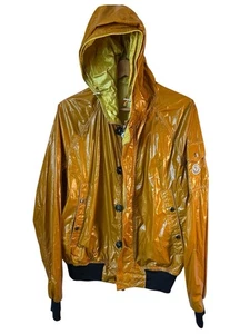 RARE MONCLER Vintage Mustard Yellow Gold Windbreaker Bomber Jacket - 3 L - Picture 1 of 13