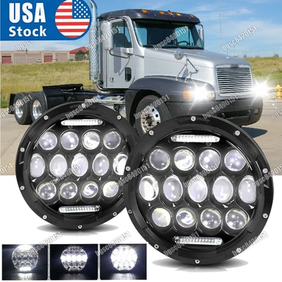 For Freightliner Century Class 7inch Round LED Headlights Hi/Lo Beam Light Pair - Image 1 of 4