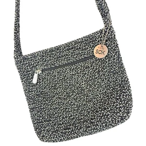 The Sak Crochet Crossbody VLS Bag Black White Hand Crochet Shoulder Small Purse - Picture 1 of 15