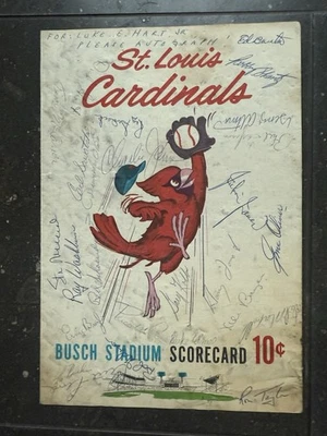 1964  St. Louis Cardinals scorecard signed by 26 Musial Gibson Boyer Flood etc. - Image 1 of 4