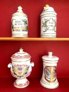 PHARMACY JARS FINE PORCELAINE HAND FINISHED TARROS BOTES DE FARMACIA - Picture 1 of 19