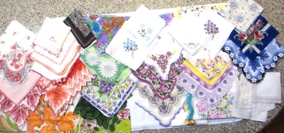 38 Vintage Women's Hankies, Florals,Embroidered, Various Sizes - Image 1 of 4