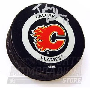 Johnny Gaudreau Calgary Flames Signed Autographed Official Game Hockey Puck - Picture 1 of 1