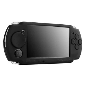 Black Silicone Rubber Skin Case Cover For Sony PSP Slim 2000 3000 - Picture 1 of 5