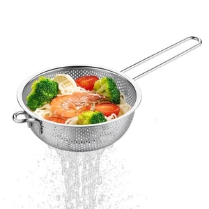 Stainless Steel Basin Colander with Handle Kitchen Strainer, Resting Feet and... - Picture 1 of 9