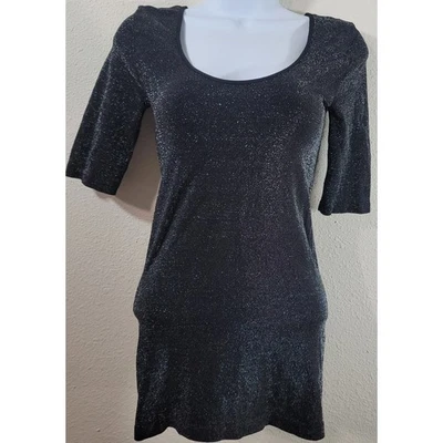 Tees By Tina Black Sparkle Ballet Sleeve Top One Size Lightweight Soft Stretchy - Image 1 of 4