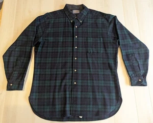 Pendleton Pure Virgin Wool Flannel Men's XL Green Plaid Black Watch Tartan Shirt - Picture 1 of 8