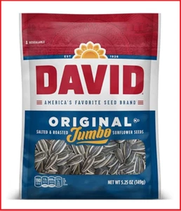 David Roasted and Salted Original Jumbo Sunflower Seeds, 5.25 oz (Pack of 12) - Picture 1 of 5