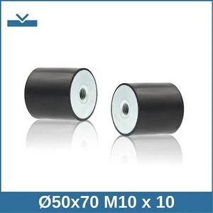 Bloque silencioso de metal de goma de orilla C Ø50x70 M10 x 10 NK 45° - Imagen 1 de 2