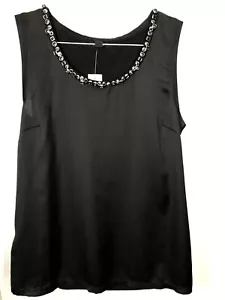 Canotta Ann Taylor TG S nera scintillante strass borchiata nuova con etichetta - Foto 1 di 4