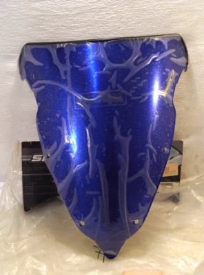 03 para-brisa Yamaha R6 Sportech azul cromado 45491022 - Imagem 1 de 4