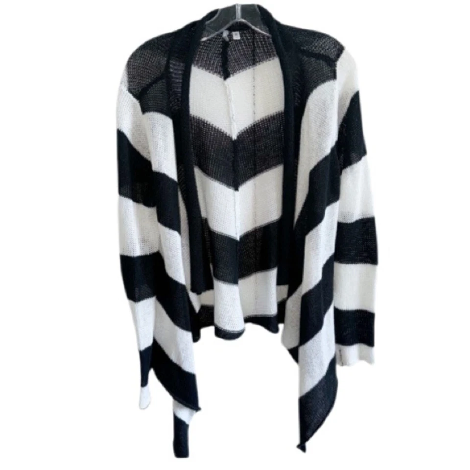 Rip Curl Cardigan Black/White Wide Stripe Open Front Sz Small/8 - Image 1 of 4