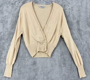 Vintage Jaeger Sweater Womens Small Wool Cashmere Camel Hair Blend Cardigan Knit - Picture 1 of 10