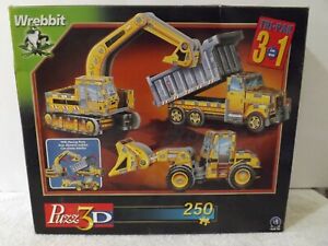 Wrebbit Puzz3D Tri-Pac 3 in 1 Trucks Puzzle 250 Pieces Construction Set