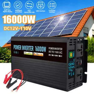 16000W Car Power Inverter DC 12V To AC 110V Pure Sine Wave Solar Converter LCD - Picture 1 of 71