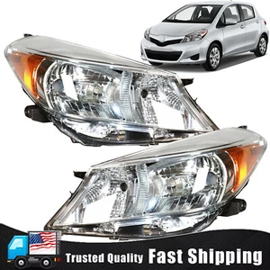 Pair Chrome Headlights For 2012 2013 2014 Toyota Yaris LE Hatchback 4-Door 1.5L - Picture 1 of 10