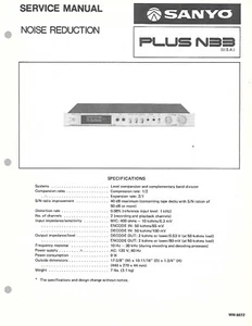 SANYO PLUS N33 Noise Reduction FACTORY SERVICE MANUAL ENGLISH - Picture 1 of 1