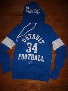 VICTORIAS SECRET PINK RARE NFL DETROIT LIONS PULLOVER FUNNELNECK HOODIE NWT - Picture 1 of 2