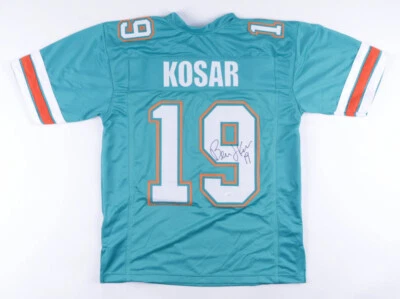 Camiseta local firmada por Bernie Kosar de los Dolphins verde azulado (certificado de autenticidad JSA) 2xPro Bowl / U de Miami Foto 1 de 4