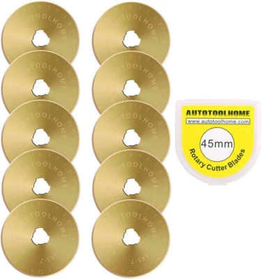 Titanium Coated Rotary Cutter Blades 45Mm 10 Pack Replament Blades Quilting... - Image 1 of 4