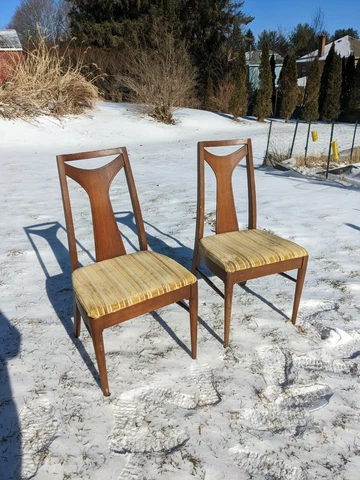 2 Kent Coffey Perspecta Walnut Dining Chairs - PROJECT! Need restoration. MCM Cover