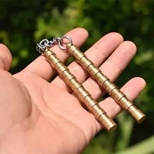Miniature Solid Pure Copper Nunchuck Kung Fu Bluce Lee Weapon Hand Toy 0081 - Picture 1 of 5