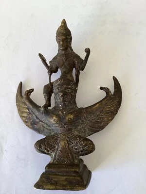 Très rare.VISHNU  Bouddha sur un aigle antique bronze. aigle Bouddha ancien - Photo 1/4