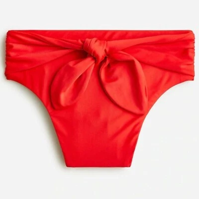 Nuevo con etiquetas J Crew Tie Parte inferior de bikini tiro alto rojo cerise brillante talla S BC110 Foto 1 de 4