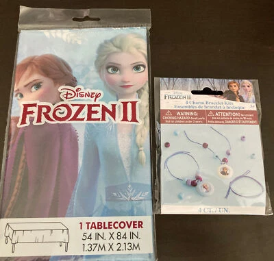 Disney Frozen II - 4 Bracelet Sets & party Favor And table cover Elsa Anna Olaf - Image 1 of 4