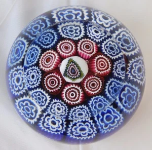 Vtg Art Glass Millefiori Faceted Cane Glass Paperweight - Picture 1 of 11