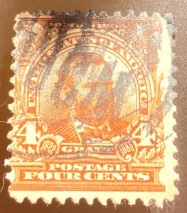 US Scott #303, 1903 Ulysses S Grant 4c Stamp. Brown. Double Eagles On Front. - Picture 1 of 2
