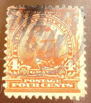 US Scott #303,  1903 Ulysses S Grant 4c Stamp. Brown.  Double Eagles On Front. - Image 1 of 2