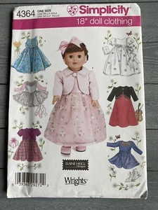 Simplicity 4364 18" Muñeca Ropa Costura Artesanía Patrón Vestido Patinaje sobre Hielo Ballet - Imagen 1 de 2