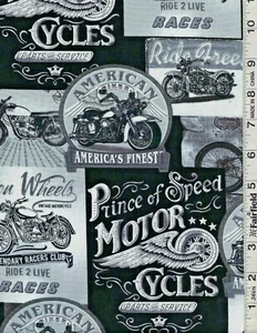 Grey Motorcycles Allover by Timeless Treasures 20" - Picture 1 of 1