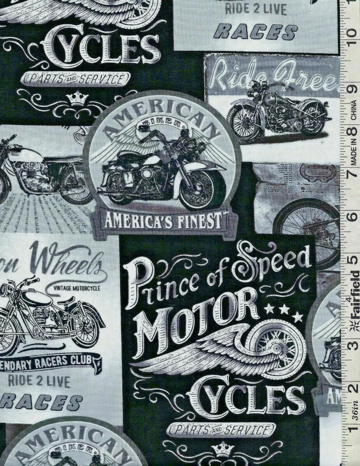 Grey Motorcycles Allover by Timeless Treasures 20" - Image 1 of 1