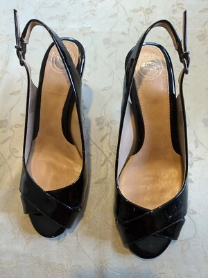 женские Nurture черный лакированная кожа заглянуть носок туфли, размер 8 М - Изображение 1 из 4