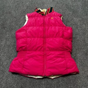 Ralph Lauren Vest Youth Large Ivory Pink Polyester Full Zip Reversible Puffer - Picture 1 of 13