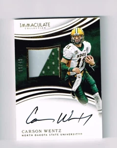 CARSON WENTZ 2016 PANINI IMMACULATE AUTOGRAPH LOGO PATCH RC # 10/49 EAGLES - Picture 1 of 2